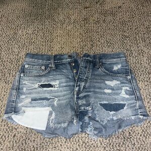 American Eagle Outfitters Distressed Blue Denim Shorts